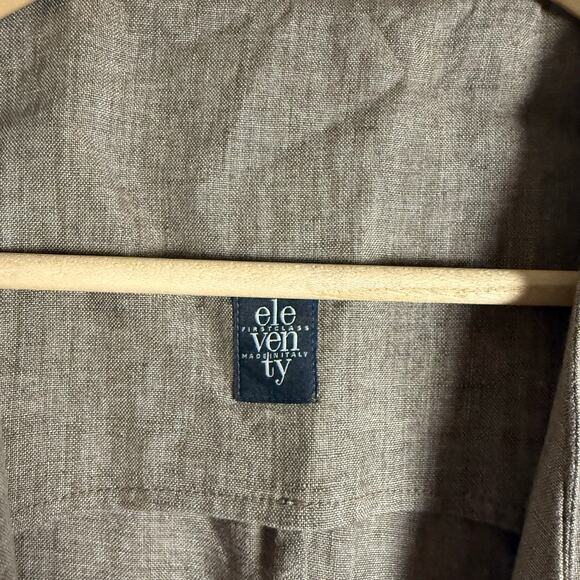 Eleventy Brown Linen Sleeveless Open Front Long Duster Trench Vest Size 10 - Picture 11 of 11